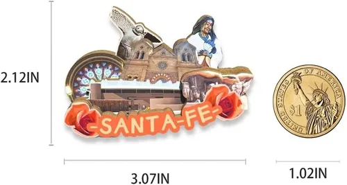 Miniatura 3 de Imán de Santa Fe de los E.E.U.U. Imán del refrigerador de madera 3D hitos de viaje coleccionable recuerdos decoración hecho a mano 2