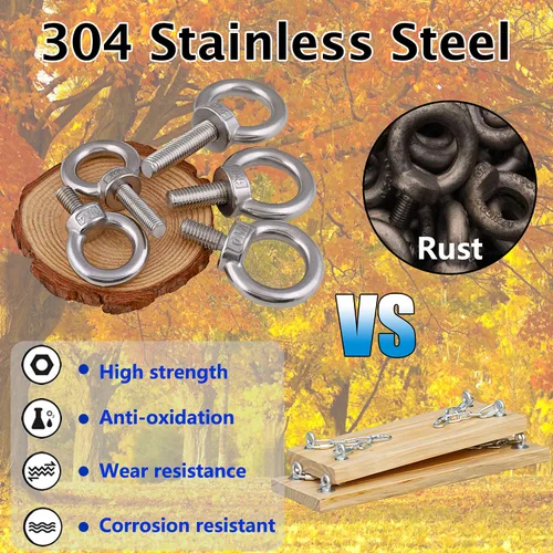 Miniatura 3 de Perno de ojo de acero inoxidable 304 para maquinaria de rosca masculina de hombro, perno de ojo, metown, tornillo resistente, M4 M6 M8 M10