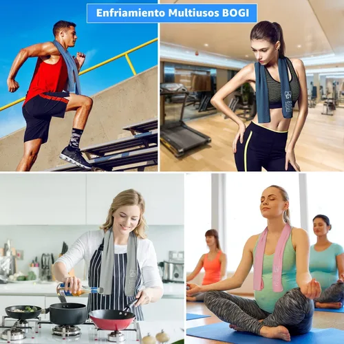 Miniatura 9 de BOGI Toallas refrescantes para cuello y cara, toalla suave y transpirable para enfriamiento instantáneo, se mantiene fresca para yoga, deportes, Azul