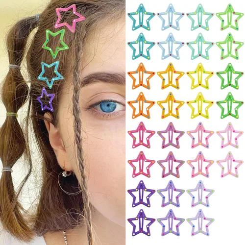 Miniatura 22 de Pinzas para el cabello Y2K de la década de 2000, pasadores de pelo antideslizantes, accesorios para el cabello de estrella plateadas, pinzas