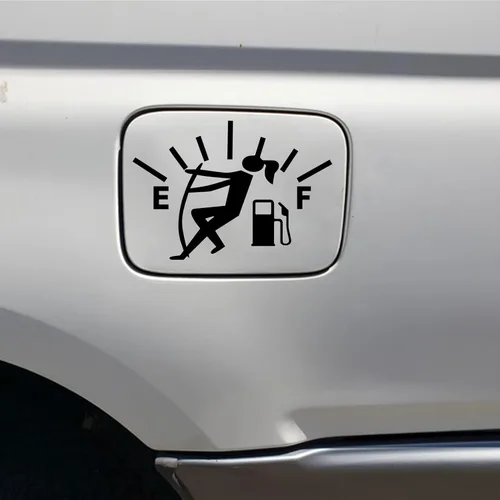Miniatura 3 de 2 piezas de calcomanías negras divertidas para tanque de combustible con tapa reflectante, calcomanía hilarante para la mayoría de vehículos, autos