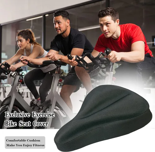 Miniatura 2 de Geronmine Funda de Asiento de Bicicleta de Gel Acolchada Cubiertas de Sillín de Bicicleta para Mujeres y Hombres, Funda de Cojín de Asiento de Negro