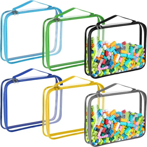 Miniatura 12 de Sanwuta 6 paquetes de bolsas de almacenamiento para juguetes, estuches organizadores de PVC con cremallera, contenedor impermeable