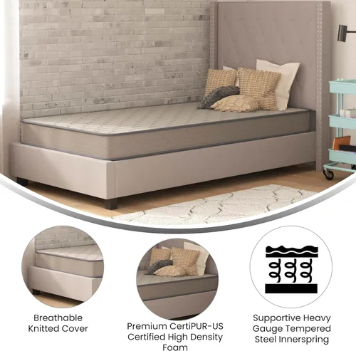 Miniatura 6 de Flash Furniture Capri Comfort Sleep - Colchón híbrido de resortes interiores y espuma de 6 pulgadas en una caja, colchón híbrido de resortes