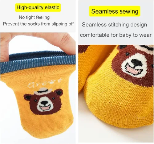 Miniatura 3 de BEHELE Calcetines antideslizantes para bebés, calcetines antideslizantes para niños y niñas, para recién nacidos, 6 pares