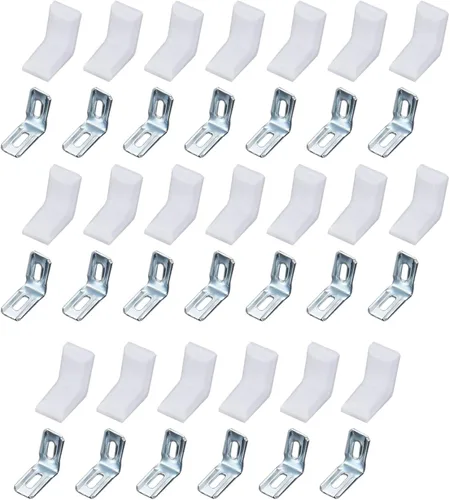 Miniatura 12 de dophee 20 soportes de esquina de metal en forma de L de 90 grados con cubierta de plástico, junta de esquina en ángulo recto para estantes, muebles