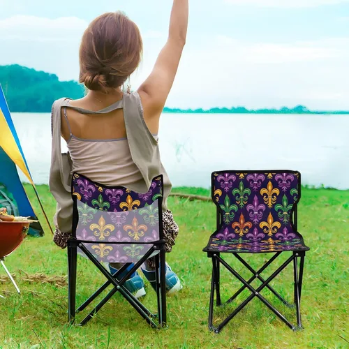 Miniatura 2 de Outdoor Folding Mardi Gras Carnival Gold Flower Camping Chairs for Adults Portable Camping Chair Lightweight Lawn Chair 202a6665