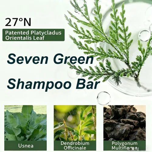 Miniatura 3 de NovaCharm 1 paquete Nature Seven Green Soap Shampoo Bar-Hair Strengthening Nature Triangle Shampoo Bar para adultos Usman Grass Sampoo-Para todo