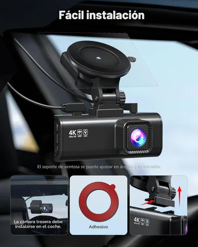 Miniatura 7 de REDTIGER Dash Cam 4K frontal y 1080P trasero, sensor STARVIS 2, WiFi de 5.8 GHz (20 MB/s), GPS, WDR y visión nocturna HDR, gran angular de 170°