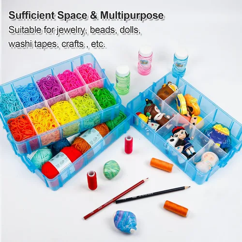 Miniatura 4 de INSCRAFT - Contenedor apilable de almacenamiento de 7 capas, 70 compartimentos ajustables (Azul) Contenedor apilable de almacenamiento, perfecto