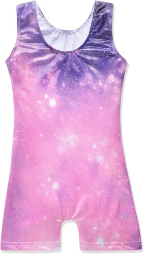 Miniatura 212 de HOZIY - Leotardos de gimnasia con pantalones cortos brillantes para niñas pequeñas; estampados de unicornio, aurora, arco iris, sirena, dinosaurio