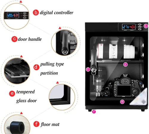 Miniatura 5 de INTBUYING Gabinete seco de cámara 30L Gabinete seco electrónico para almacenamiento de lentes de cámara con cerradura 2 capas inteligente
