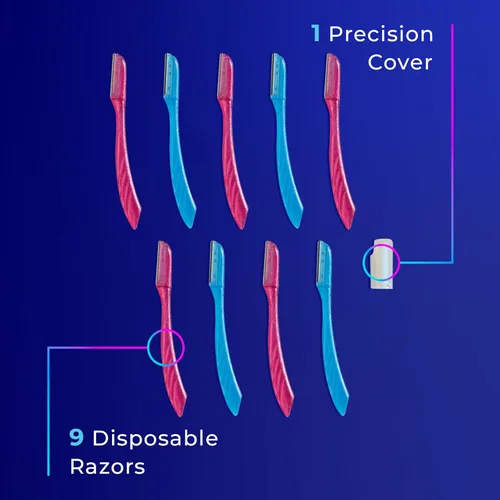 Miniatura 9 de Schick Hydro Silk - Herramienta de depilación Touch-Up con cubierta de precisión para cejas, 9 unidades Navaja de depilación, navajas faciales
