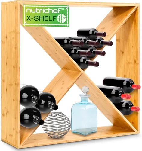 Miniatura 7 de NutriChef Magnum Estante de vino modular apilable para 24 botellas de gran tamaño, aparador mejorado de 1 pulgada de grosor, varillas de estante