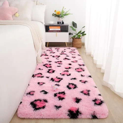Miniatura 14 de Amearea Soft Small Leopard Rugs for Bedroom, 2x4 Feet Fluffy Black and White Runner Rugs, Comfy Cheetah Print Throw Rug Faux Fur Animal Print Rug