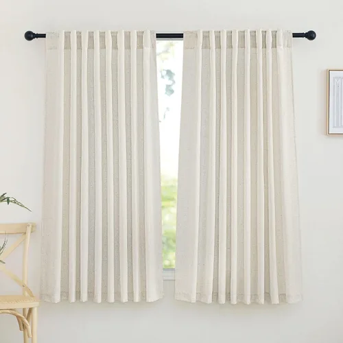 Miniatura 10 de NICETOWN Cortinas de lino grueso para dormitorio, privacidad añadida, bolsillo para barra y pestaña trasera, no se transparentan, mezcla de lino