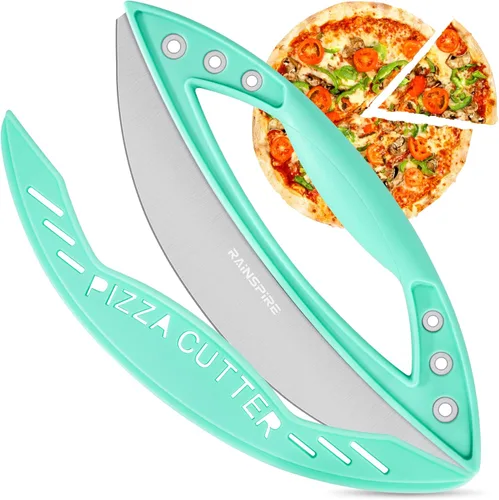 Miniatura 9 de Rainspire Cortador de pizza de 12 pulgadas, hoja basculante de acero inoxidable para pizza con tapa, cuchillo de pizza de hoja afilada, apto