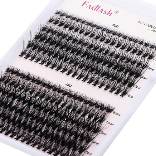 Miniatura 27 de Racimos de pestañas individuales, bandeja mixta, rizado D, extensiones para colocar en casa (40D-0.07 mm-D, 15/32 de pulgada-45/64 de pulgada)
