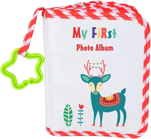 Primer álbum de fotos para bebés, libro de fotos de tela suave con capacidad para 17 fotos (4 x 6 pulgadas), regalo familiar para recién nacidos,