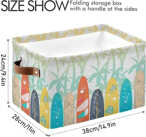Miniatura 3 de susiyo Contenedor plegable grande de almacenamiento, palmeras, tablas de surf, cestas de almacenamiento de tela, canastas decorativas plegables