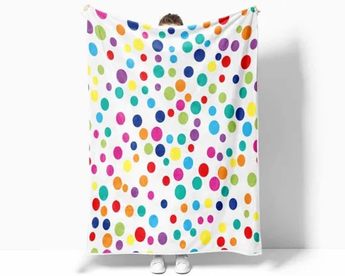Miniatura 3 de Manta de bebé para niñas y niños, 40 x 30 pulgadas, suave manta de franela para bebé con patrón de lunares arcoíris clolrful, manta cálida