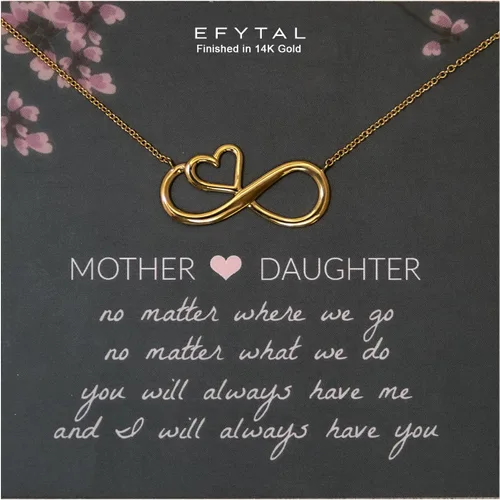 EFYTAL Collar infinito de oro o plata, regalo de madre e hija, regalos de cumpleaños para hija, collares de mamá, regalos de graduación para hijas,