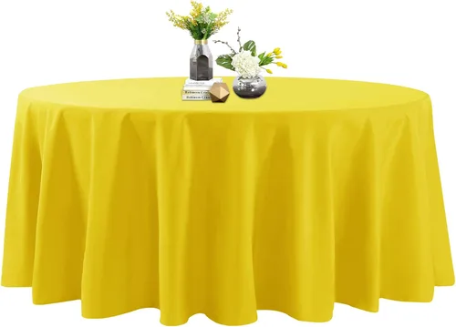 Miniatura 103 de Mantel de poliéster lavable de 90 pulgadas, resistente a las manchas y a las arrugas, mantel decorativo para mesa de comedor, fiestas de bufé y Negro