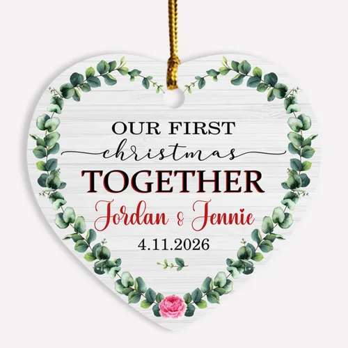 Miniatura 12 de Adorno de decoración de pareja juntos Navidad 2025, Adorno personalizado de nuestra primera Navidad juntos, regalo para citas, aniversario, pareja