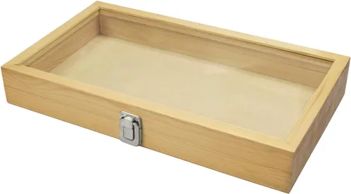 Miniatura 6 de Alhajerocaja para almacenar cuentas con tapa de vidrio templado y terciopelo negro. Caja de muestra de medallas, premios, alhajas y cuchillos.