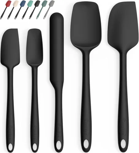 Miniatura 10 de Coukre Juego de 5 espátulas de silicona, resistentes a altas temperaturas, silicona de grado alimenticio, aptas para lavavajillas, para hornear