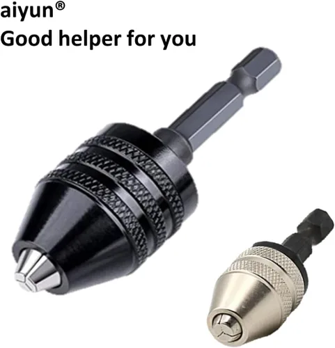aiyun Adaptador de portabrocas – 2 portabrocas para destornillador de impacto, adaptador de broca sin llave, vástago hexagonal de 1/4 (0.024-0.315