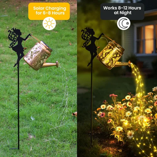 Miniatura 4 de X-PREK Luces solares impermeables para exteriores, luces solares de jardín de hadas, decoración al aire libre, regadera solar de colibrí, regalos