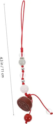 Miniatura 2 de Hemobllo Abalorio para teléfono – Jade Lotus Phone Charm Strap Agate Mobile Phone Pendant Decorativo Teléfono Celular Accesorios para Llavero Rojo