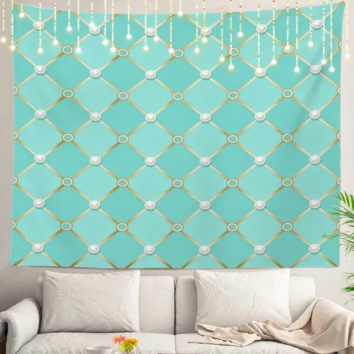 Miniatura 60 de Shrahala Tapiz de pared azul brillante, acuarela azul degradado para colgar en la pared, tapiz grande decorativo de fibra de poliéster, dobladillo