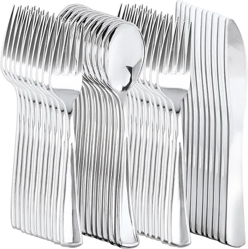Miniatura 11 de NOCCUR - Juego de 40 cubiertos dorados de acero inoxidable para 8 - Juego de cubiertos dorados de acero inoxidable incluye cuchillos, cucharas