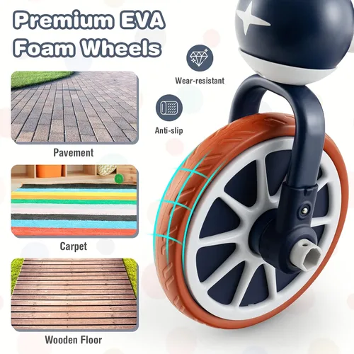 Miniatura 5 de BABY JOY Triciclo 4 en 1 para niños de 2 a 4 años, triciclo de equilibrio para niños con asiento ajustable y mango de empuje, pedales extraíbles