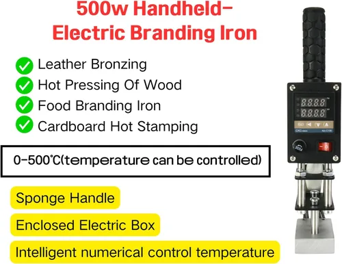 Miniatura 2 de Hierro de marca eléctrico personalizado para madera, hierro de 110 V 500 W con control digital de temperatura, adecuado para enchufe y uso de EE.