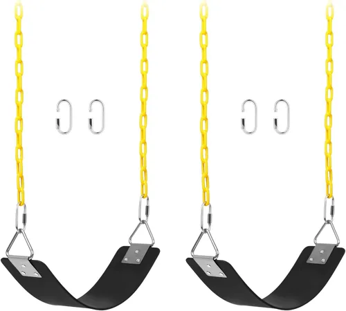 AGPTEK - Juego de 2 columpios, asiento de columpio con cadenas antioxidantes de 66 pulgadas con revestimiento termoplástico, soporta 250 libras,