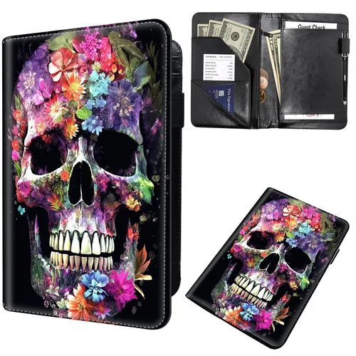 Miniatura 47 de Libros de mesero para camarera, cartera de cuero para camarero con cremallera, soporte para recibos, para camarero, camarero, accesorios