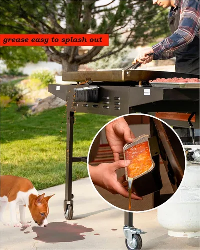 Miniatura 2 de Recolector de grasa trasero mejorado para plancha Blackstone, embudo de grasa trasero, trampa de grasa integrada, accesorios innovadores