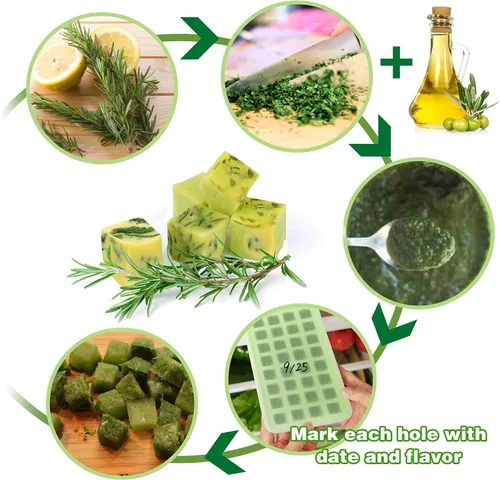 Miniatura 5 de AIERSA Moldes de Silicona para Cubos de Aceite Infusionado con Hierbas, 1 Pieza Bandeja Mini de Dulces Gomitas de 32 Cavidades, Moldes Cuadrados