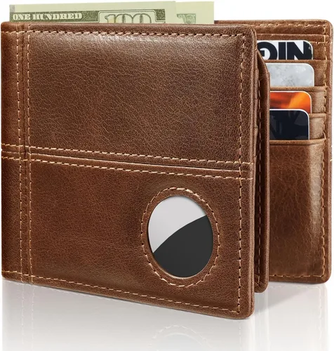 Miniatura 7 de Cartera con soporte AirTag, Marrón, Moderno