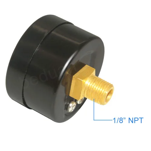 Miniatura 2 de Beduan Medidor de presión de aire para compresor de aire con dial de 1-1/2" montaje trasero central, 1/8" NPT, 0-160 PSI
