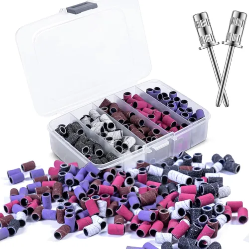 MelodySusie Juego de 202 bandas de lijado para taladro de uñas, 5 colores gruesos y medianos de grano fino Efile Sand Set 80#120#150#180#240# 2