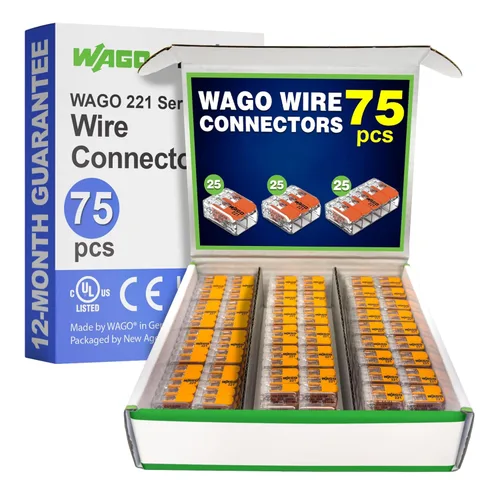 Miniatura 12 de WAGO 221 Serie 80 piezas de conectores de alambre de empalme compactos Incluye (40x 221-412) (25x 221-413) (15x 221-415) Conectores de alambre