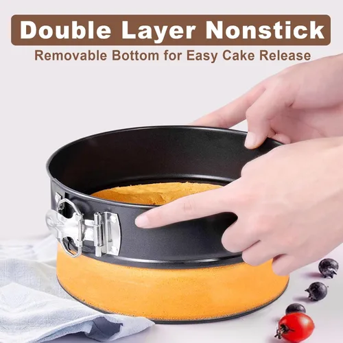 Miniatura 4 de Molde Desmontable de 9 Pulgadas Antiadherente, Molde Desmontable para Cheesecake de 9 Pulgadas con Protector de Silicona, Moldes Desmontables a
