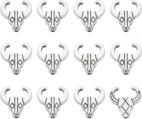 Miniatura 26 de FASHEWELRY Cuentas espaciadoras de forma animal de metal tibetano Elefante de plata antigua