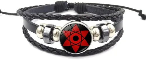 Miniatura 7 de Pulseras de cuero de Narutos de anime, Uchiha Sharingan Rinnegan Eye Itach Kakash, vidrio