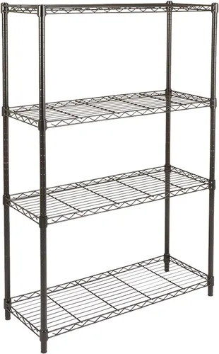 Amazon Basics - Estantería de almacenamiento ajustable de 4 estantes, resistente organizador de acero Negro