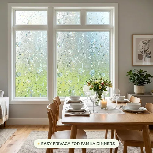 Miniatura 4 de Película decorativa para ventana Tulip, película de privacidad esmerilada sin pegamento, película para puerta de vidrio emplomado, adherencia